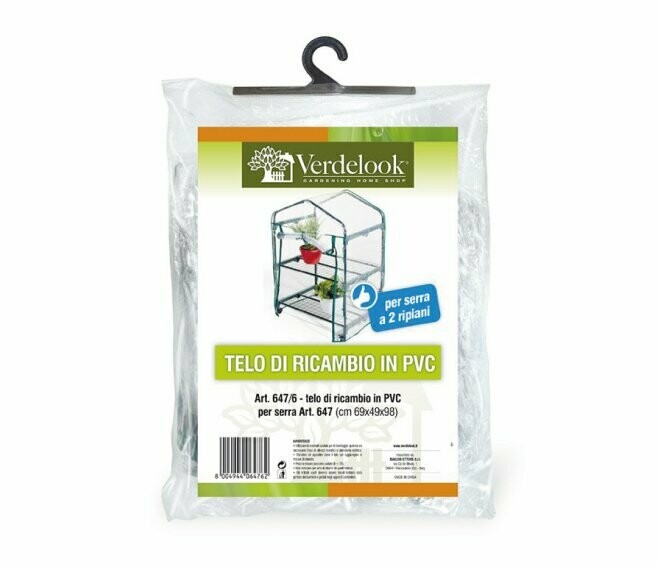 VERDELOOK - TELO DI RICAMBIO IN PVC TRASPARENTE PER SERRE COD: 647 E 647/19, RESISTENTE, PROTEZIONE PIANTE, APERTURA FRONTALE CON CERNIERA, PER SERRE A 2 RIPIANI, 69X49X98 CM VERDELOOK - TELO DI RICAMBIO IN PVC TRASPARENTE PER SERRE COD: 647 E 647/19, RESISTENTE, PROTEZIONE PIANTE, APERTURA FRONTALE CON CERNIERA, PER SERRE A 2 RIPIANI, 69X49X98 CM