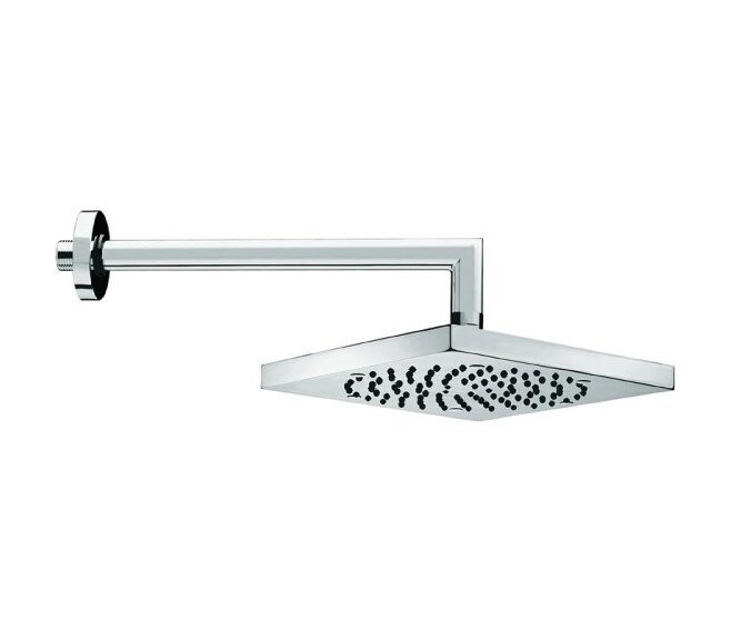 BOSSINI - CUBE SOFFIONE DOCCIA A PARETE 21 X 21 CROMATO CON BRACCIO 30 CM. H70720G