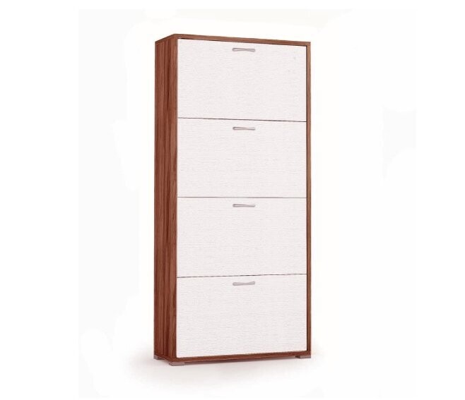 TERRANEO - SCARPIERA SALVASPAZIO 4 ANTE 24 PAIA L67 P28 H147 CM. ROVERE SCURO ANTE BIANCO CANYON