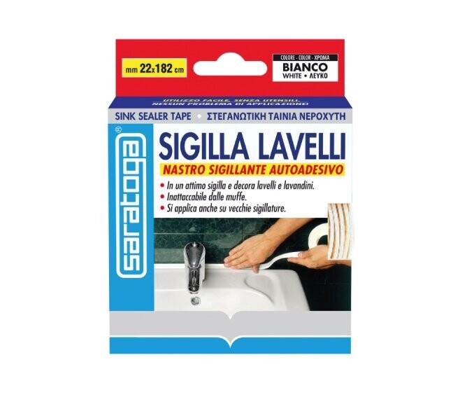 SARATOGA - SIGILLA LAVELLI NASTRO AUTOADESIVO PER GIUNZIONI TRA PARETE E LAVELLO 182X2,2 CM.
