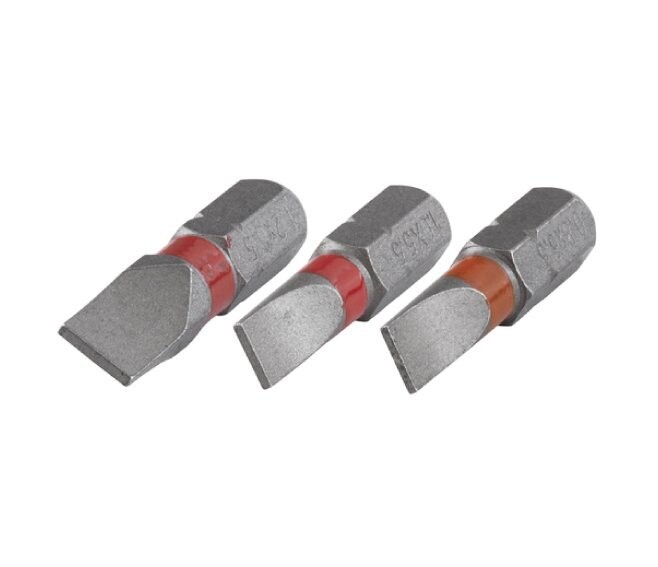 WOLFCRAFT - SET N.3 INSERTI SOLID 25 MM. PER VITI CON ATTACCO A TAGLIO 0,8X5,5 / 1X5,5 / 1,2X6,5 MM. 1338000