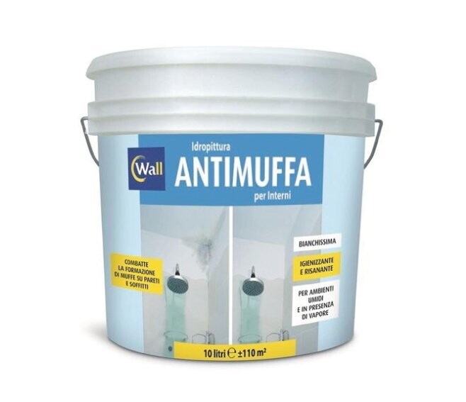 IRIS COLOR - WALL IDROPITTURA ANTIMUFFA PER INTERNI IGIENIZZANTE E RISANANTE COLORE BIANCHISSIMO 10 LT. ICWIGA.10