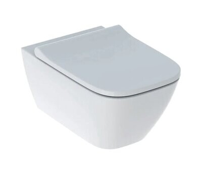 GEBERIT - SMYLE SQUARE VASO SOSPESO RIMFREE A CACCIATA CON FISSAGGIO NASCOSTO E SEDILE WC SOFT-CLOSE BIANCO 500.683.01.1