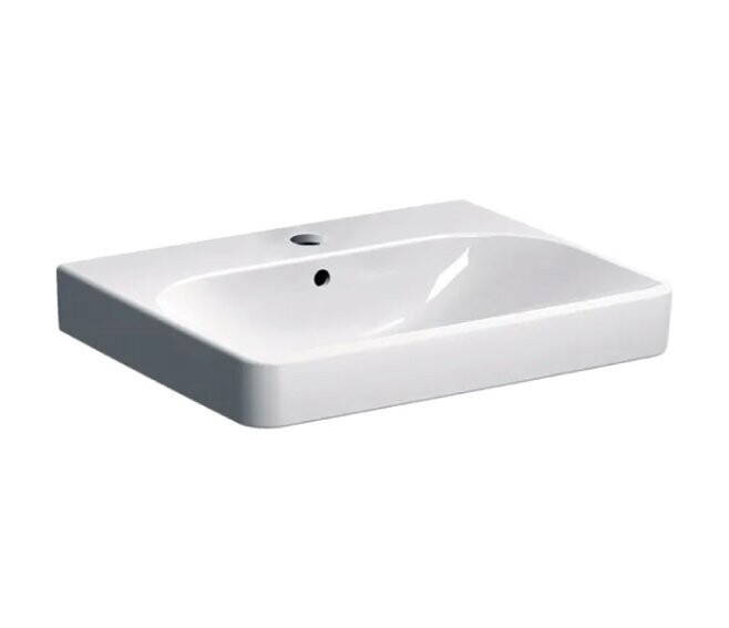 GEBERIT - SMYLE SQUARE LAVABO 60 CM. MONOFORO IN VETROCHINA BIANCO 500.229.01.1