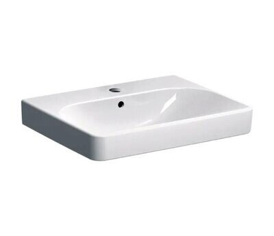 GEBERIT - SMYLE SQUARE LAVABO 60 CM. MONOFORO IN VETROCHINA BIANCO 500.229.01.1