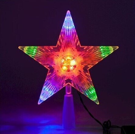 LOTTI - PUNTALE LED A STELLA CON EFFETTO VISUAL 10 LED ON/OFF CLASSIC MULTICOLORE A BATTERIA 30671