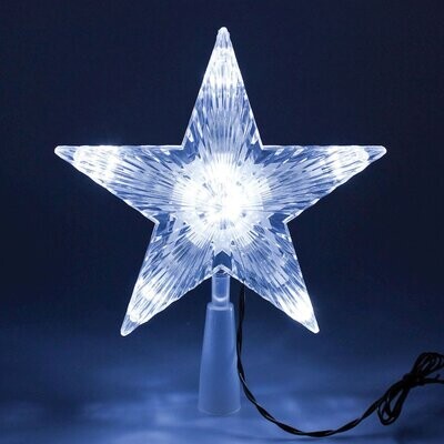 LOTTI - PUNTALE LED A STELLA CON EFFETTO VISUAL 10 LED ON/OFF BIANCO FREDDO A BATTERIA 30664