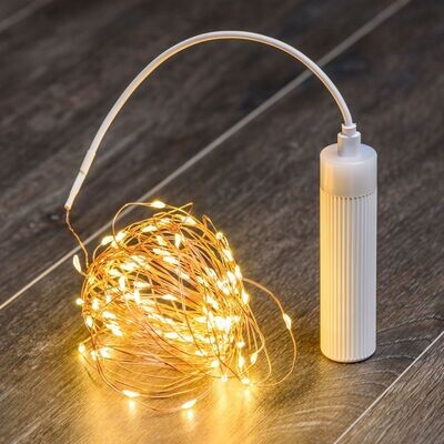 LOTTI - CATENA M-P18 100 MICROLED BIANCO CALDO 1,5 MM. 10 MT. LUCE FISSA + 7 GIOCHI CON TELECOMANDO E CAVETTO USB 59436