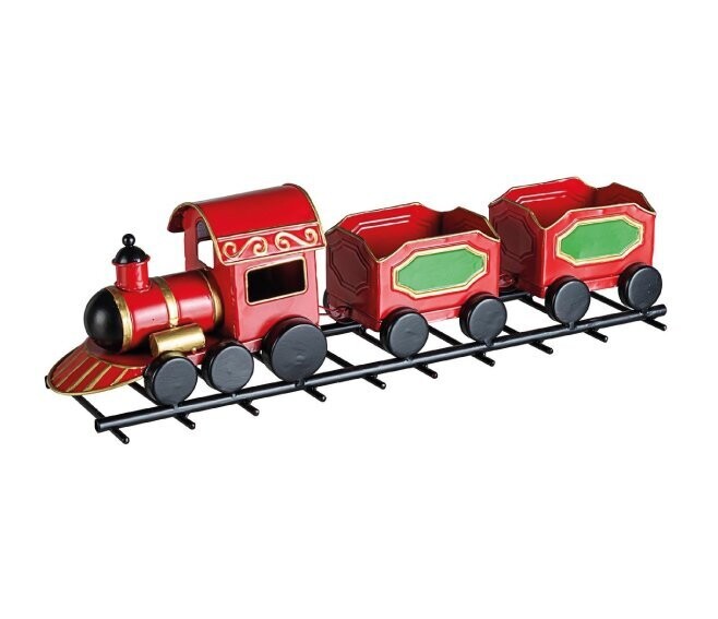 BIZZOTTO - TRENINO VINTAGE ROSSO CON VAGONI IN LATTA 43 CM. DECORAZIONE NATALIZIA 2P COLTISH 932668