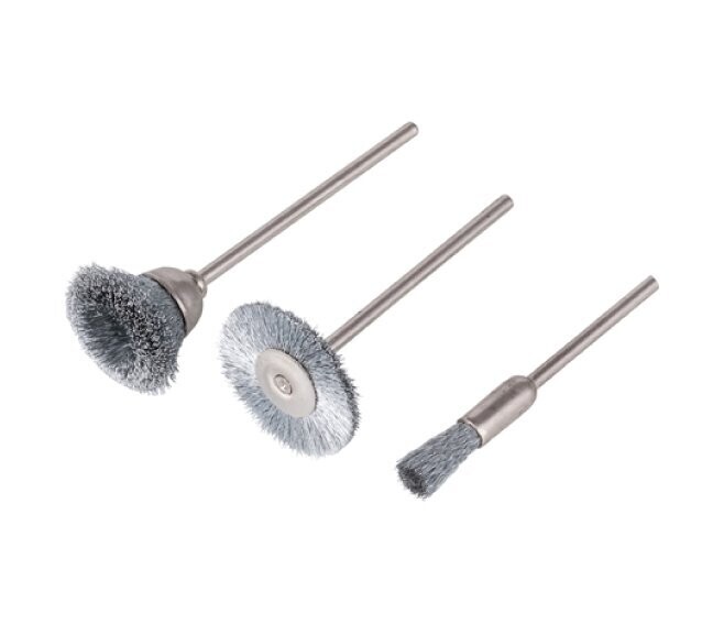 WOLFCRAFT - SET DI 3 MINISPAZZOLE CON FILO D'ACCIAIO DA Ø 5 | 15 | 20 MM. 2114000