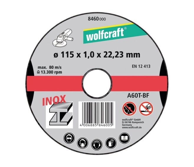 WOLFCRAFT - DISCO DA TAGLIO PER ACCIAIO INOX EXTRA SOTTILE DN. LAVORO 115 3 PEZZI 8460000
