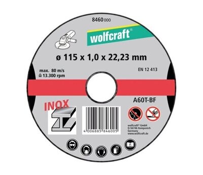 WOLFCRAFT - DISCO DA TAGLIO PER ACCIAIO INOX EXTRA SOTTILE DN. LAVORO 115 3 PEZZI 8460000