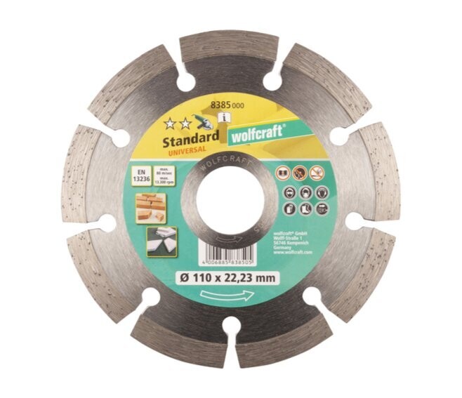 WOLFCRAFT - DISCO DA TAGLIO DIAMANTATO "STANDARD UNIVERSAL" DN. 110 X 22,23 MM. 8385000