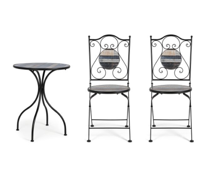 BIZZOTTO - HUSTON SET TAVOLO ROTONDO CON 2 SEDIE PIEGHEVOLI 0806175