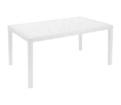 IPAE PROGARDEN - PRINCE TAVOLO RETTANGOLARE 150 X 90 X 72 CM. IN EFFETTO RATTAN BIANCO 01460