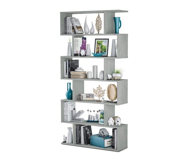 FORES - LIBRERIA ATHENA 6 SCAFFALI 80 X 25 X 192 CM. GRIGIO CEMENTO 301011L