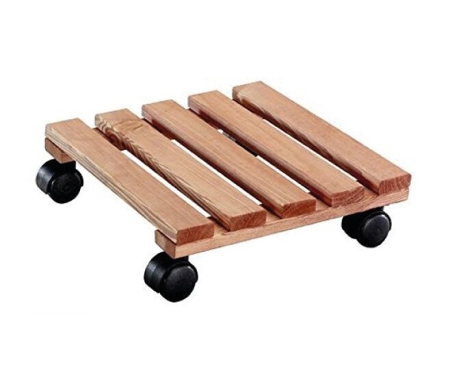VERDELOOK - CARRELLINO IN LEGNO GREZZO 45 X 45 CM. CON RUOTE 629/03