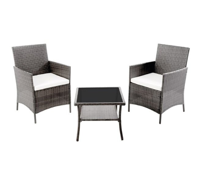 VERDELOOK - SET RITA DA 2 POLTRONE E 1 TAVOLINO EFFETTO RATTAN GRIGIO 760/16