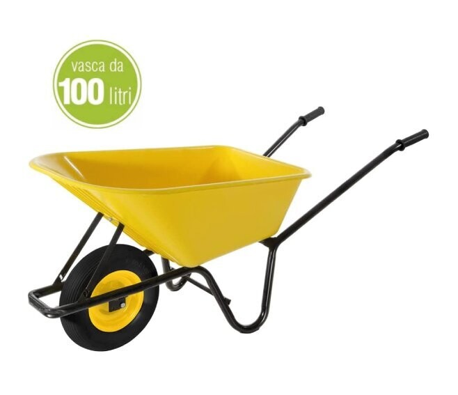 VERDELOOK - CARRIOLA CON STRUTTURA IN ACCIAIO VASCA IN PVC GIALLA 100 LT. 81/1