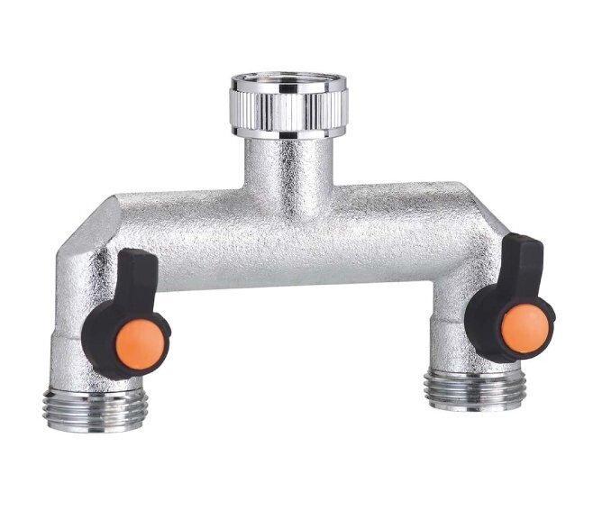 CLABER - PRESA A 2 VIE REGOLABILI FILETTATE 3/4” M IN OTTONE CROMATO 9601