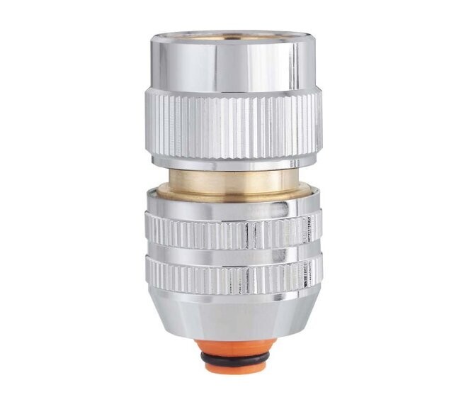 CLABER - RACCORDO AUTOMATICO 1/2” - 5/8” CON AQUASTOP IN OTTONE CROMATO 9611