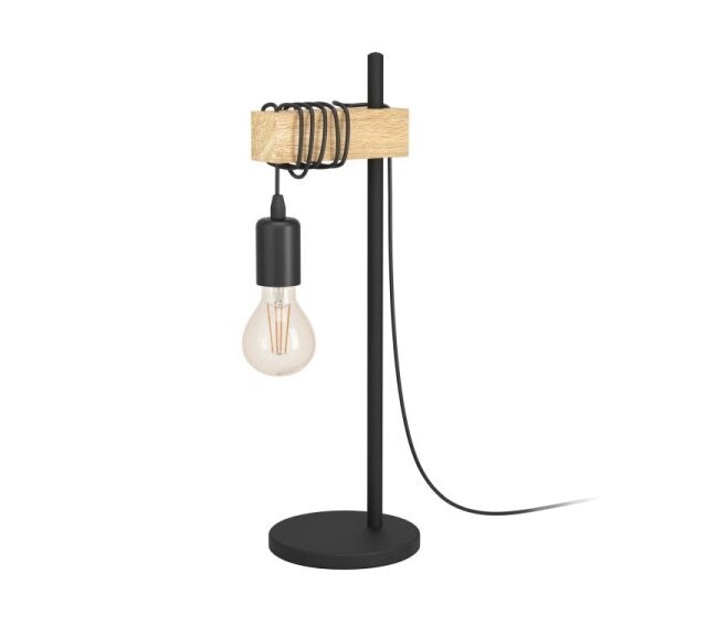EGLO - TOWNSHEND LAMPADA DA TAVOLO INDUSTRIAL BRACCIO IN LEGNO CON 1 LUCE 10W E27 32918