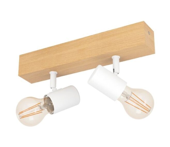 EGLO - TOWNSHEND 3 PLAFONIERA CORPO IN LEGNO E 2 FARETTI MOBILI IN METALLO BIANCO 2X60W 33169