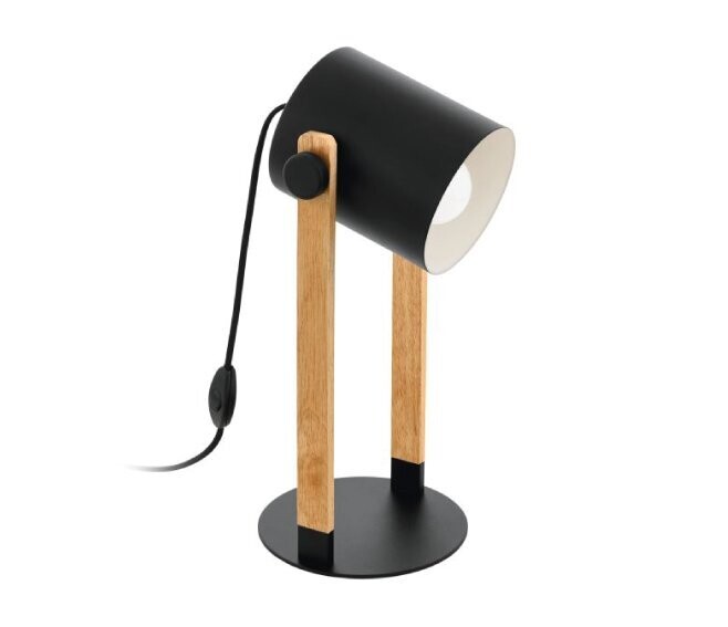EGLO - HORNWOOD LAMPADA DA TAVOLO BASE IN LEGNO CON 1 PARALUME NERO E27 1X28W 43047