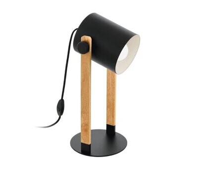 EGLO - HORNWOOD LAMPADA DA TAVOLO BASE IN LEGNO CON 1 PARALUME NERO E27 1X28W 43047