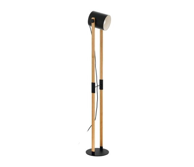 EGLO - HORNWOOD LAMPADA DA TERRA BASE IN LEGNO PARALUME NERO 1 LUCE 28W 43048