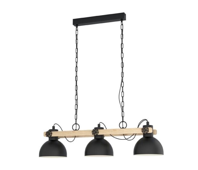 EGLO - LUBENHAM LAMPADA A SOSPENSIONE CON CORPO IN LEGNO E 3 PARALUMI NERI ORIENTABILI E27 3X28W 43163