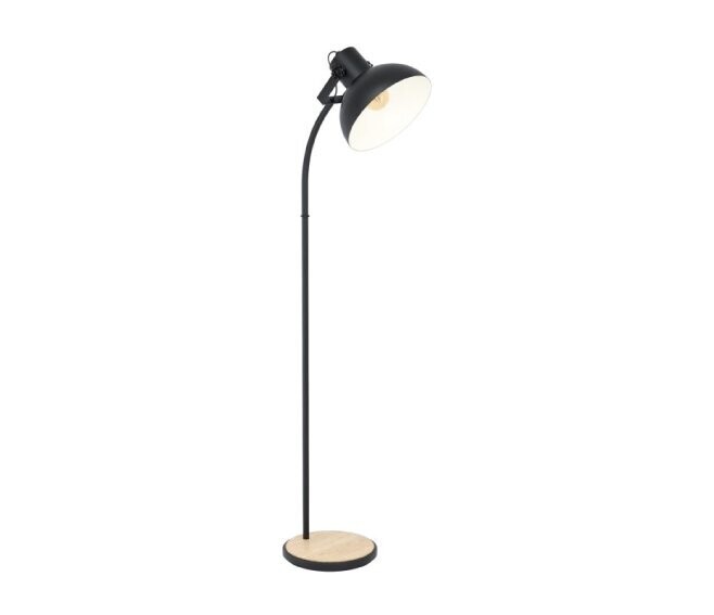 EGLO - LUBENHAM LAMPADA DA TERRA CON BASE IN LEGNO CON PARALUME REGOLABILE NERO E27 1X28W 43166