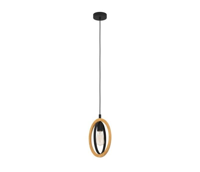 EGLO - BASILDON LAMPADA A SOSPENSIONE CON ELEMENTI OVALI IN LEGNO E METALLO E27 1X40W 43461