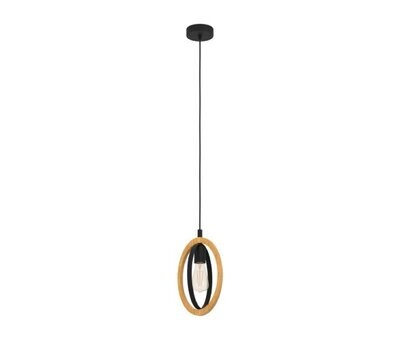 EGLO - BASILDON LAMPADA A SOSPENSIONE CON ELEMENTI OVALI IN LEGNO E METALLO E27 1X40W 43461