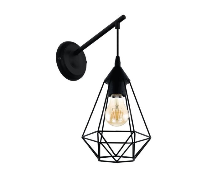EGLO - TARBES APPLIQUE CON BRACCIO IN METALLO E 1 PARALUME PENDENTE DIAMANTE NERO E27 1X60W 49081