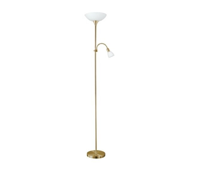EGLO - UP 2 LAMPADA DA TERRA IN METALLO BRUNITO CON PARALUME IN VETRO BIANCO E27 1X60W 82844