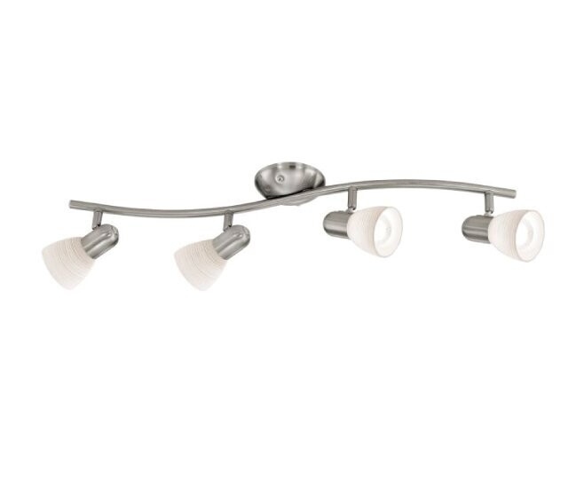 EGLO - DAKAR 1 PLAFONIERA NICKEL OPACO CON 4 FARETTI MOBILI E PARALUMI IN VETRO BIANCO E14 4X40W 88474