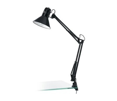 EGLO - FIRMO LAMPADA DA TAVOLO CON MORSETTO IN METALLO NERO REGOLABILE E27 1X40W 90873