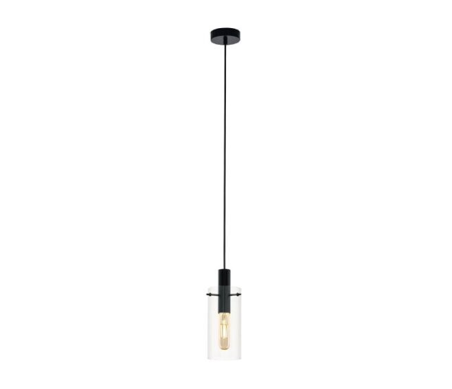 EGLO - MONTEFINO LAMPADA A SOSPENSIONE COLORE NERO CON PARALUME IN VETRO E27 1X6W 97366