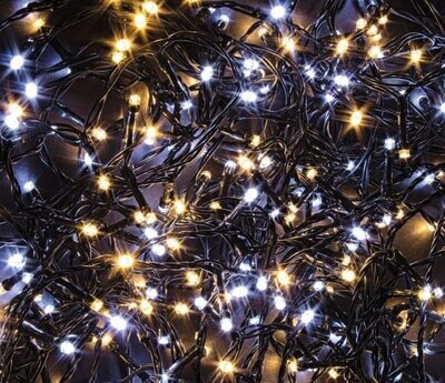 BIZZOTTO - CATENA 300 LED BIANCO/CLASSIC 5 MM. CON 8 GIOCHI DI LUCE FILO VERDE 0936239