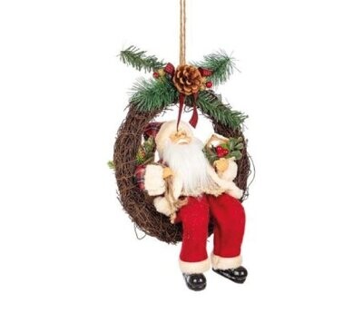 BIZZOTTO - CORONA DECORATIVA BABBO NATALE ALWIN SCOZZESE GHIRLANDA DN. 30 CM. 0938255