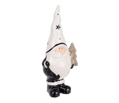 BIZZOTTO - BALMY BABBO NATALE STAND IN PORCELLANA BIANCO E NERO CON PINO 0938920