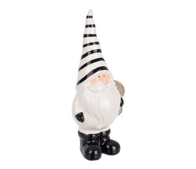 BIZZOTTO - BALMY BABBO NATALE STAND IN PORCELLANA BIANCO E NERO CON SACCO 0938921