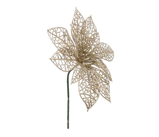 BIZZOTTO - PICK POINSETTIA TRAFORATA CHAMPAGNE H. 15 CM. 0925558