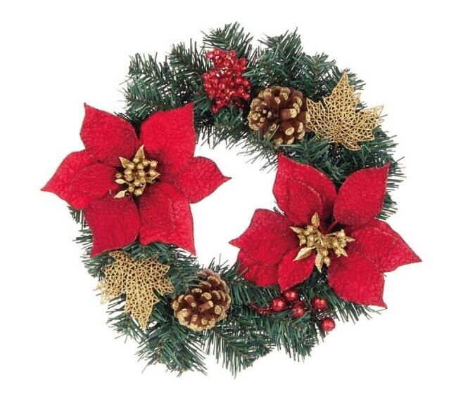 BIZZOTTO - JOSIE CORONA DECORATIVA DI NATALE POINSETTIA ROSSO GHIRLANDA DN. 35 CM. 0934843