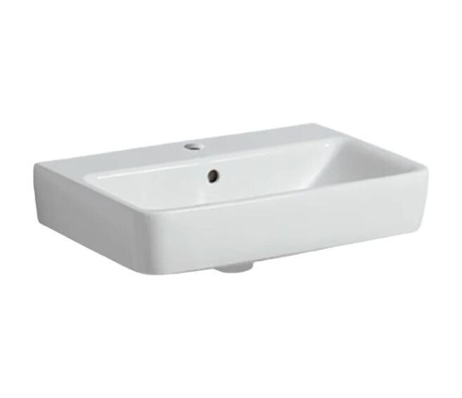 GEBERIT - SELNOVA COMPACT LAVABO 65 CM. SOSPESO MONOFORO IN VETROCHINA BIANCO 501.890.00.7