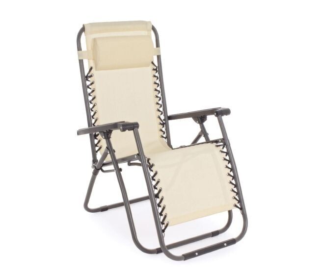 BIZZOTTO - MARTIN SEDIA SDRAIO PIEGHEVOLE E RECLINABILE CON BRACCIOLI BEIGE 0814955