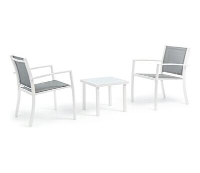 BIZZOTTO - AURI SET PER ESTERNO TAVOLO CON 2 SEDIE IN ACCIAIO VERNICIATO BIANCO 0662992