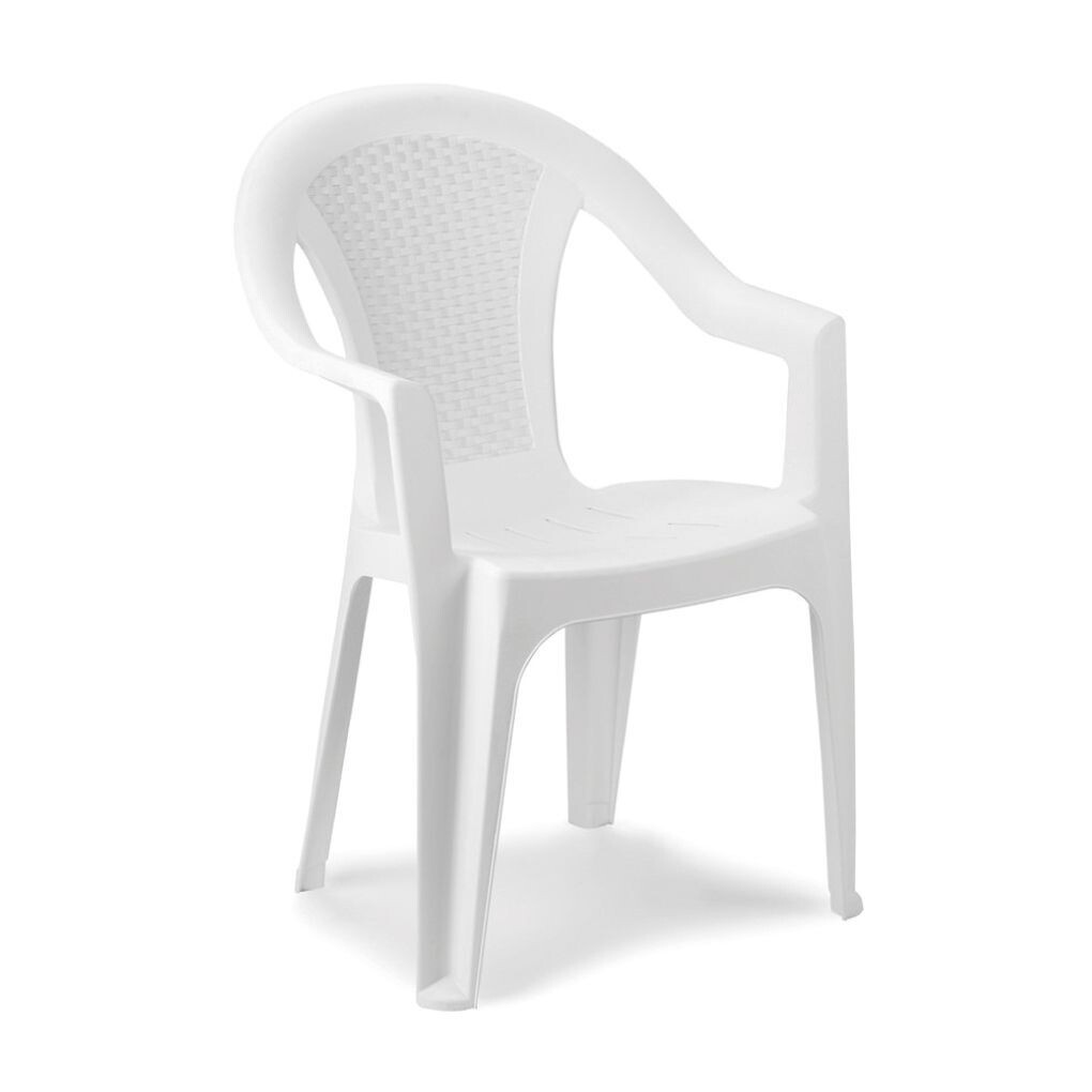 IPAE PROGARDEN - ISCHIA SEDIA MONOBLOCCO CON SCHIENALE BASSO EFFETTO RATTAN BIANCO ESC128BI