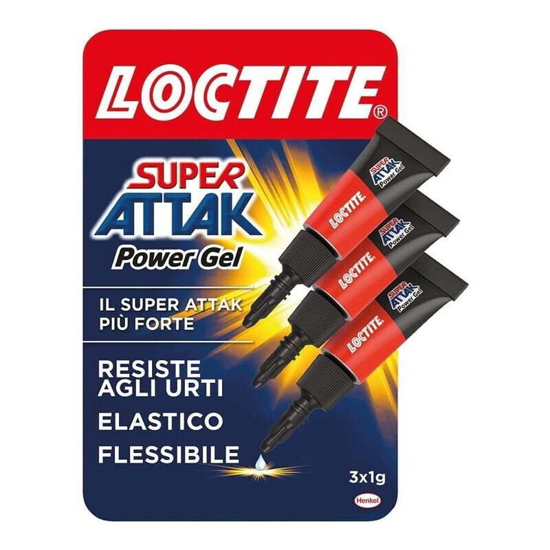 LOCTITE - SUPER ATTAK POWER FLEX MINI TRIO GEL COLLA LIQUIDA TRASPARENTE ISTANTANEA 3X1 GR. 2631567
